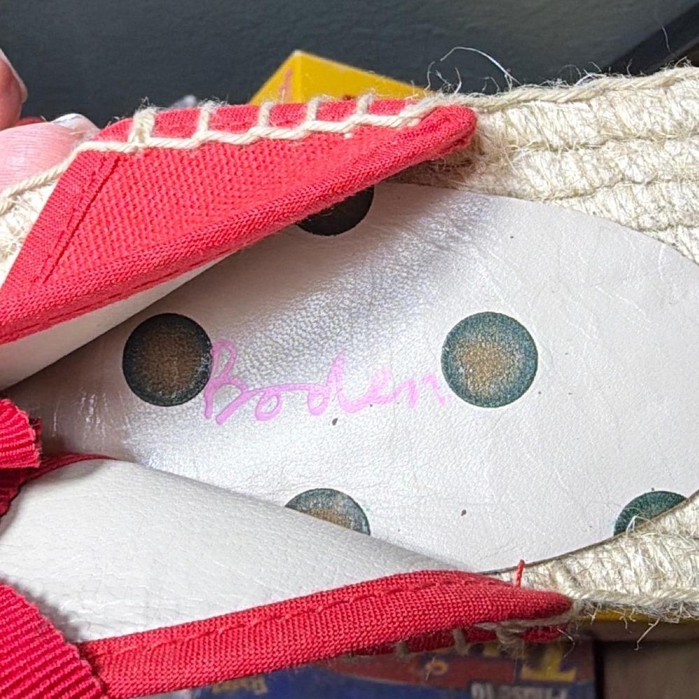 Boden Red White Striped Ribbon Tie Espadrille Sandals Spain Sz 39 Womens 8.5 - Picture 7 of 12